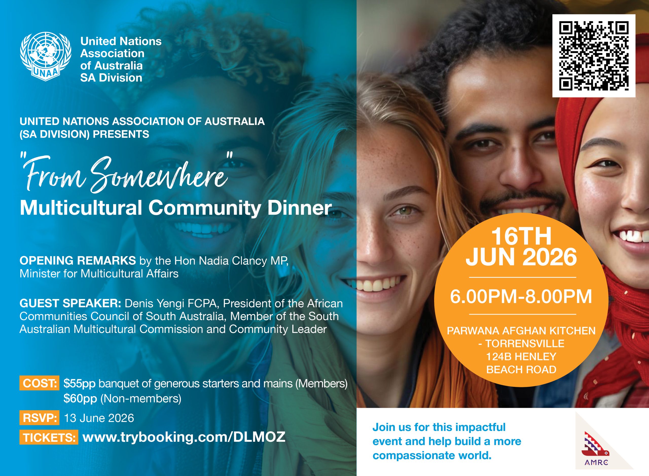 “From Somewhere” Multicultural Community Dinner - Flyer